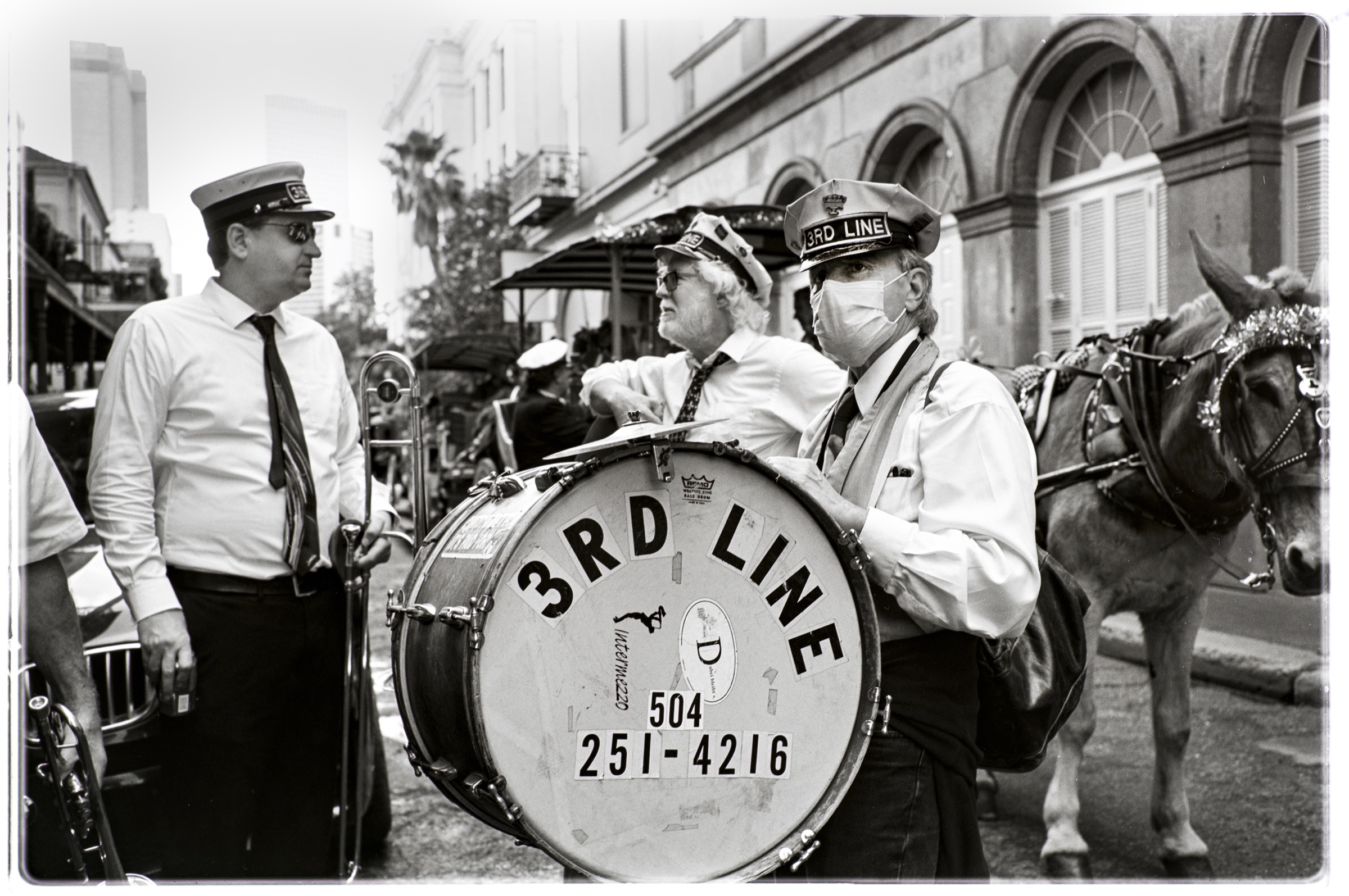 Brass band drummer on a New Orleans street