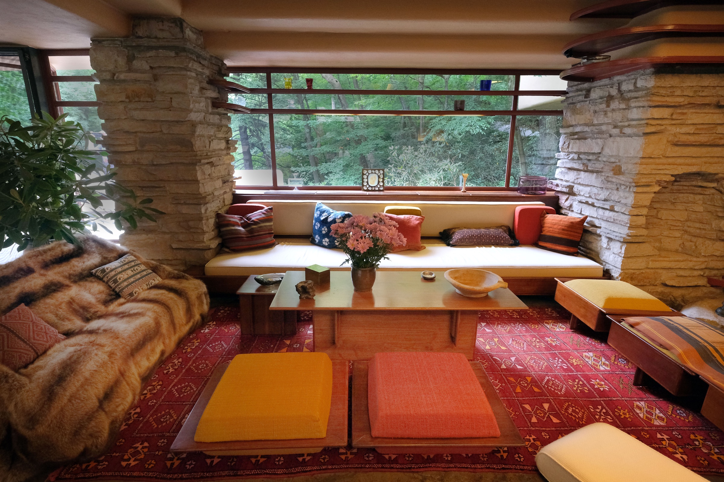 Living room at Fallingwater