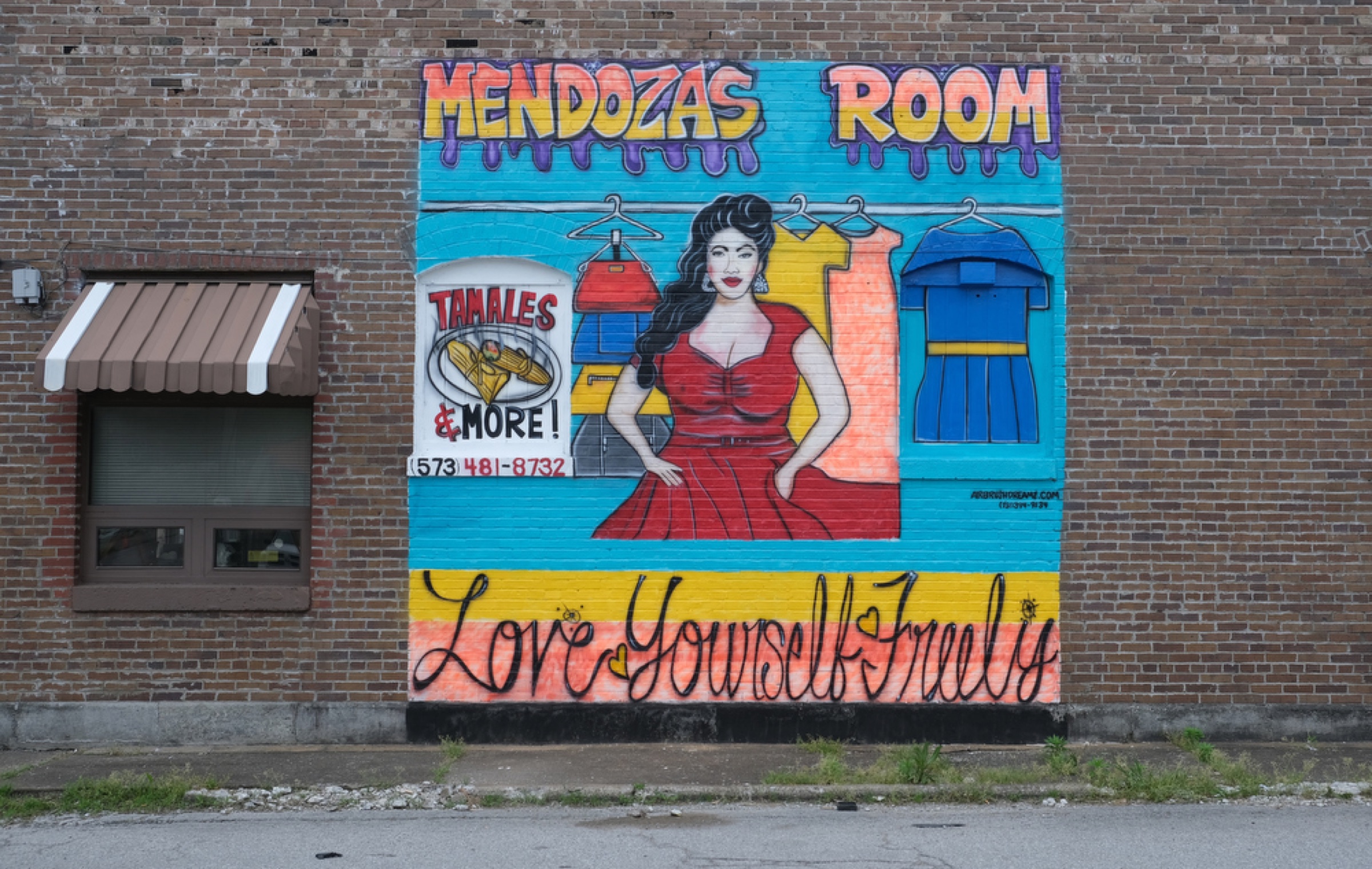 Painted mural on a brick wall