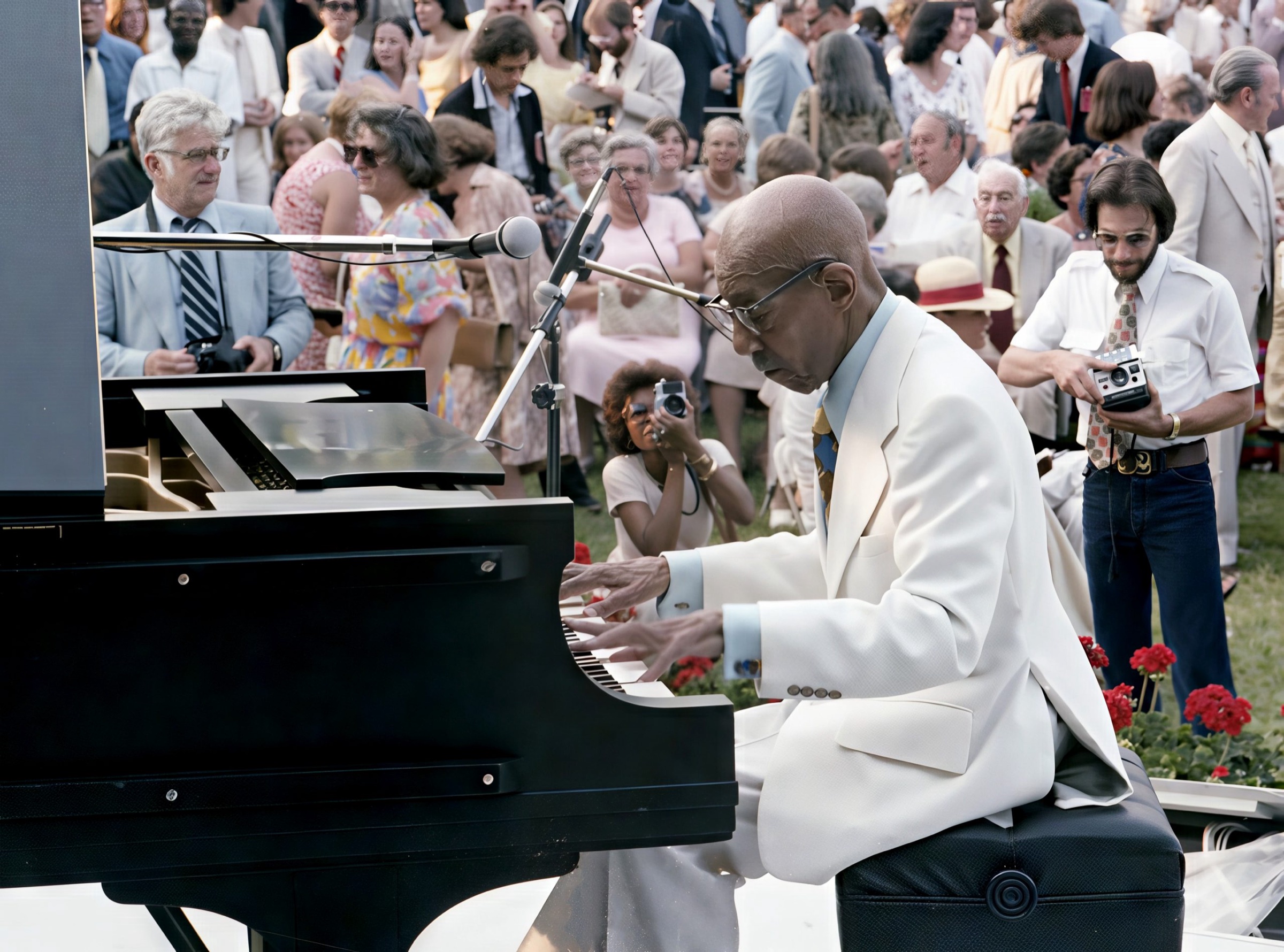 Pianist playing outdoors at the White House