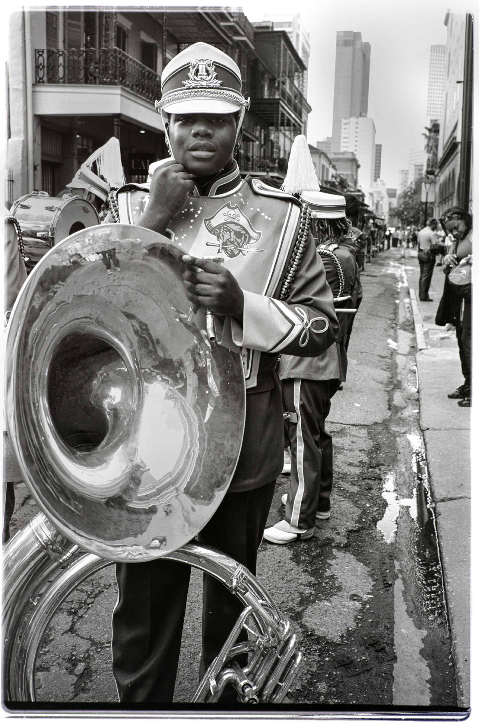 Tuba player in a street parade
